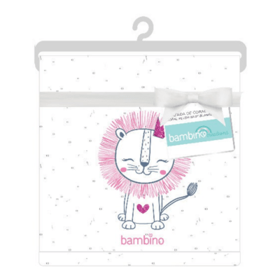 Frazada coral niña blanco león1