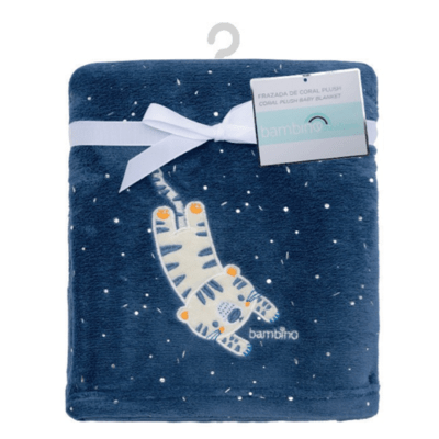 Frazada coral niño azul tigre