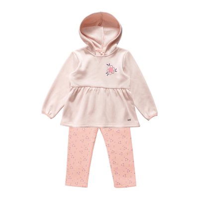 Conjunto Polerón y Calza Interior Peludo Bebé Niña Rosado