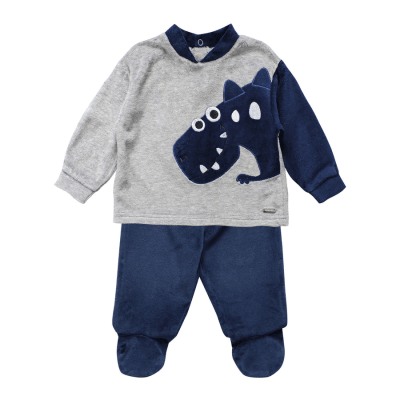 Conjunto Plush Bebé Dino Gris
