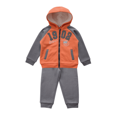 Conjunto Polerón y Pantalón Buzo Franela Bebé naranjo4