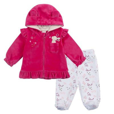 Traje 2 pcs de plush fucsia beba1