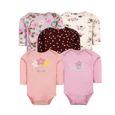 Set 5 bodys manga larga Flores smile1