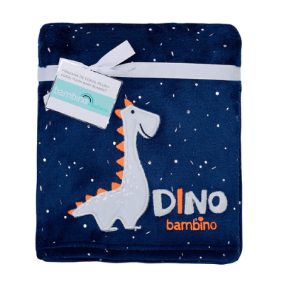Frazada de Coral Plush Azul Dinosaurio3