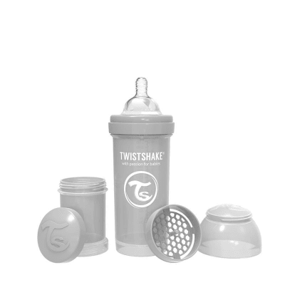 Mamadera twistshake Anti-cólico 260ml gris pastel1