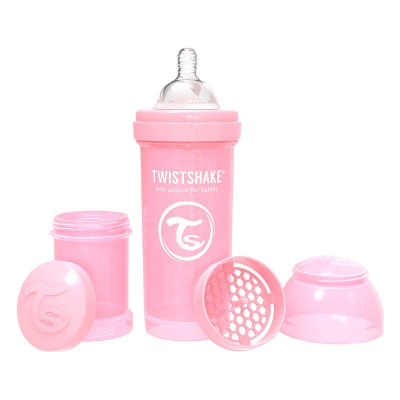 Mamadera twistshake Anti-cólico 260ml Rosado pastel1