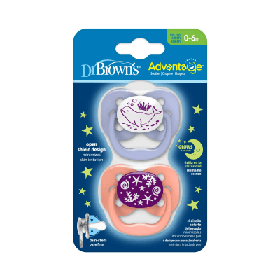 Chupete Advantage Noche, Oceano Coral 0-6M, 2UN Dr. Brown’s