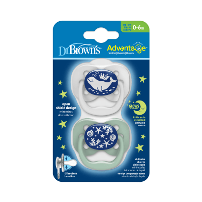 Chupete Advantage Noche, Oceano Azul 0-6M, 2UN Dr. Brown’s2