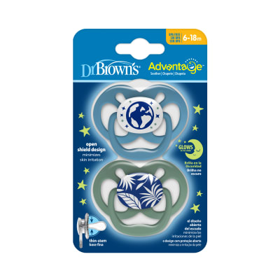 Chupete Advantage Noche, Naturaleza azul 6-18M, 2UN Dr. Brown’s