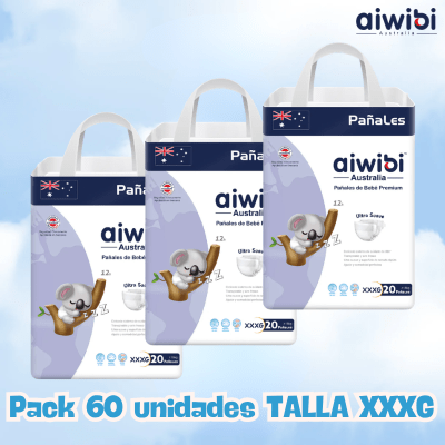 Pack pañales Aiwibi Día 60un Talla XXXG Diurno