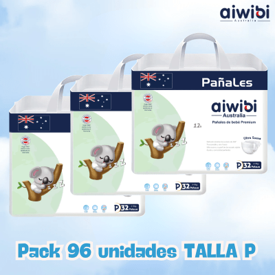 Pack pañales Aiwibi Día 96un Talla P Diurno