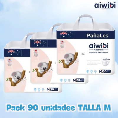 Pack pañales Aiwibi Día 90un Talla M Diurno1