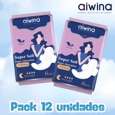 Pack 12un Toallas Femeninas Súper Suaves 330mm Noche