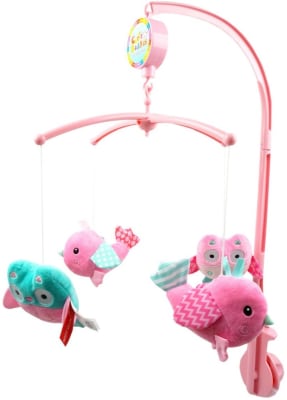 Móvil musical pajaritos rosado1