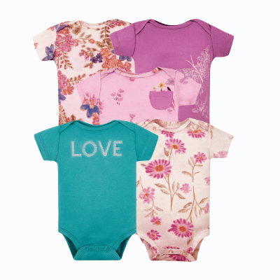 Set de 5 Bodys Manga Corta 100% Algodón-Love
