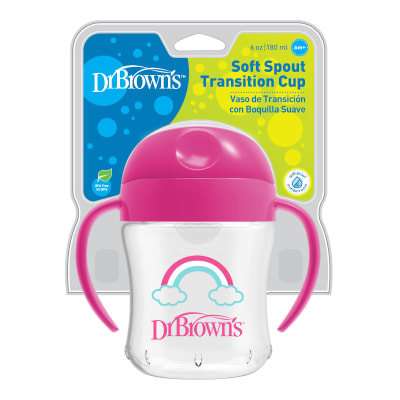 Vaso boquilla blanda Rosado 180ml 6M+ Dr Brown's