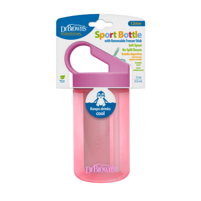 Vaso Deportivo con barra para congelar 335 ml Dr Brown´s Rosado6