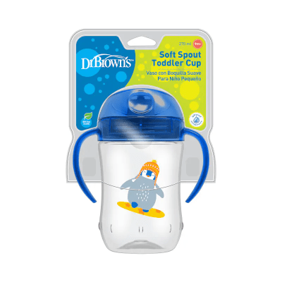 Vaso con asas y boquilla blanda 270ml 9M+ azul5