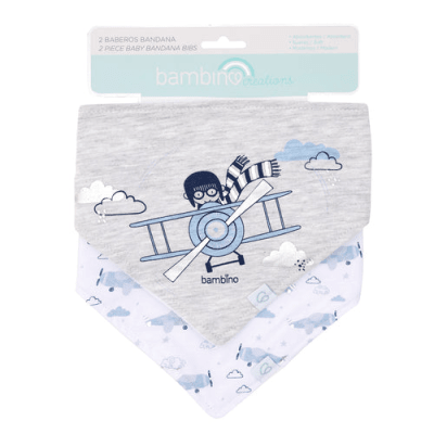Set 2 babero bandana algodón avión