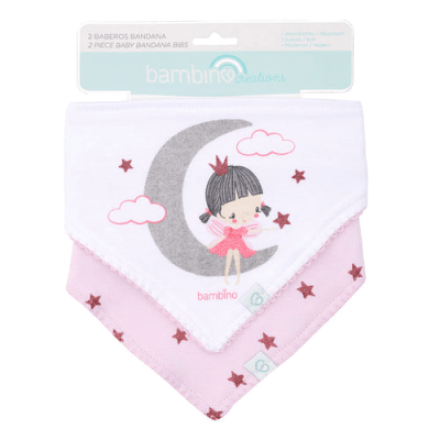 Set 2 babero bandana algodón luna2