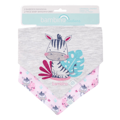 Set 2 babero bandana algodón zebra