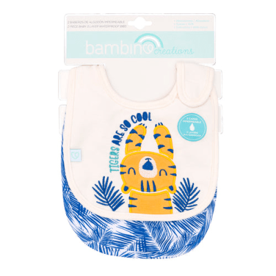 Set 2 baberos impermeable azul tigre4