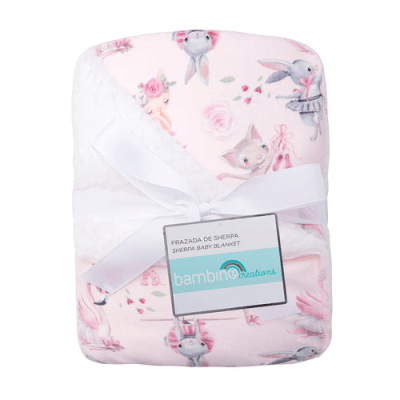 Frazada de Sherpa Rosado Dinosaurio