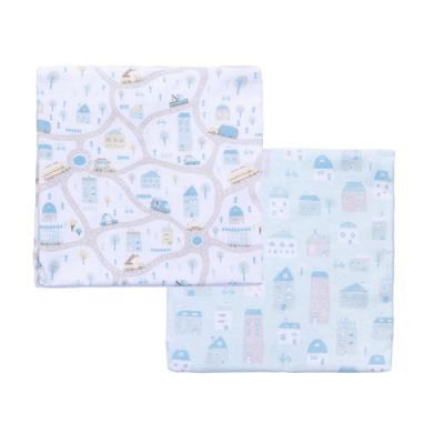 Set 2 mantita franela celeste ciudad2
