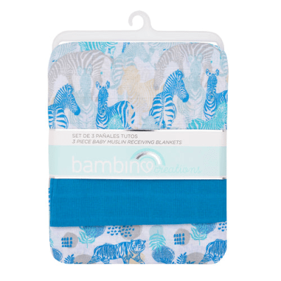 Set 3 pañales tuto azul cebra