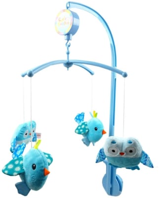 Móvil musical pajaritos celeste1