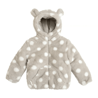 Chaqueta peluda beba Lunares Gris1