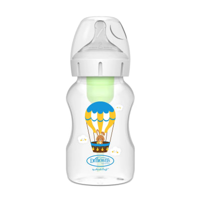 Mamadera Boca Ancha Options+ 330ml – Conejo en globo con Tetina 3M+ Dr. Brown’s