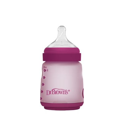 Mamadera Anticólico Boca Ancha Silicona 150ml Rosado1