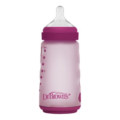 Mamadera Anticólico Boca Ancha Silicona 270ml Rosado1