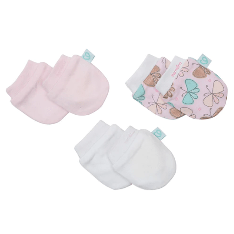 Set 3 mitones rosado mariposa
