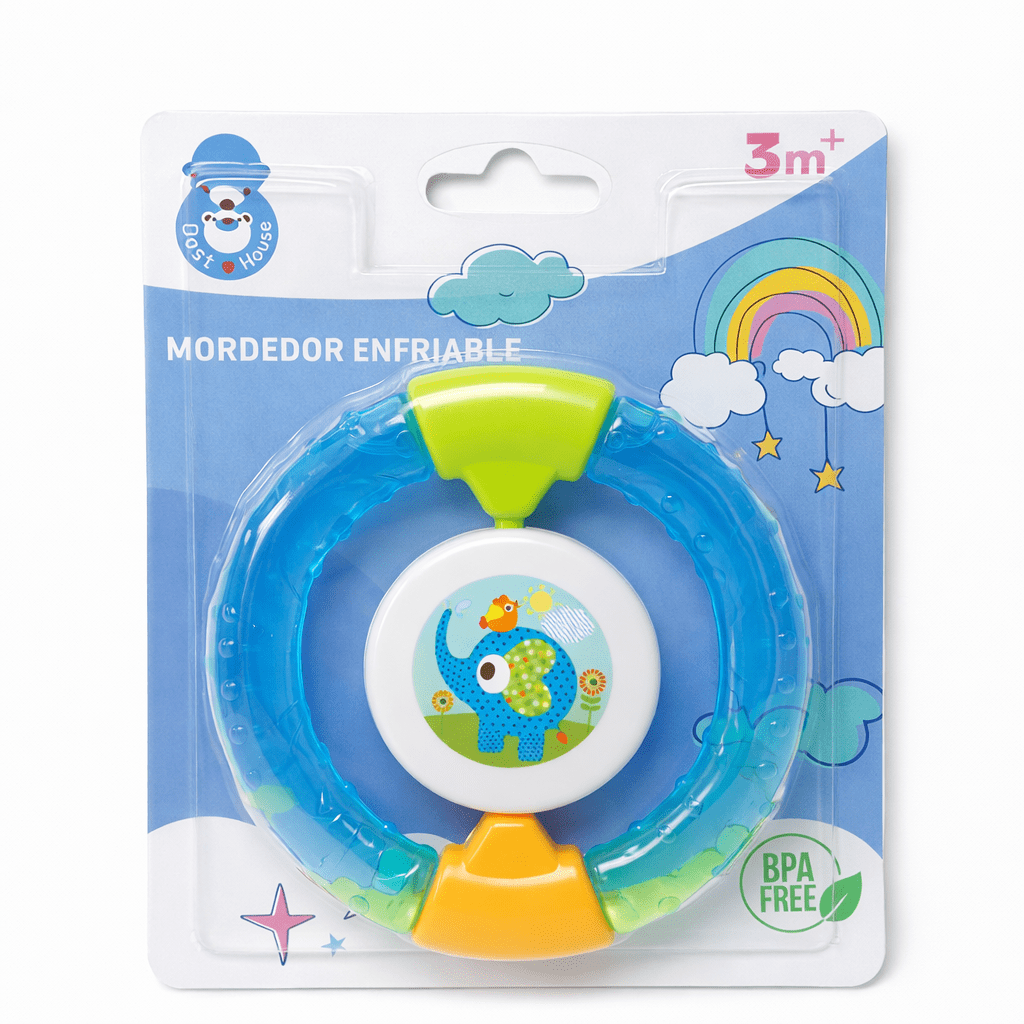 Mordedor refrigerable con agua para bebé Azul