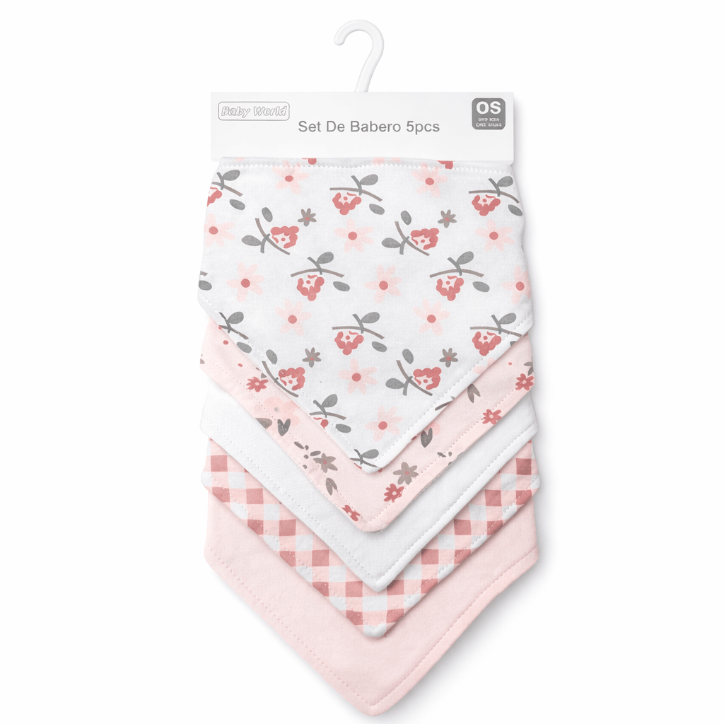 Pack 5 baberos bandana impermeables para bebé Niña