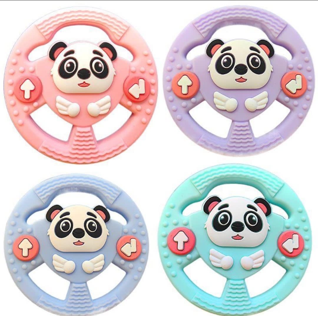 Mordedor de panda redondo Celeste