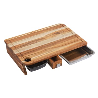 TABLA MULTIUSO MADERA TECA CON COMPARTIMIENTO STOLF MULTIMENAJE 58X38X9,5 CM