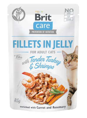 Brit Care Cat Fillets in Jelly Tender Turkey & Shrimps 85g