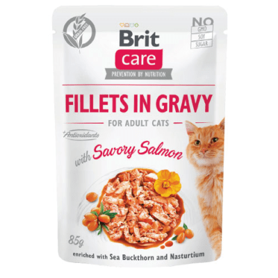 Brit Care Cat Fillets in Gravy with Savory Salmon 85g