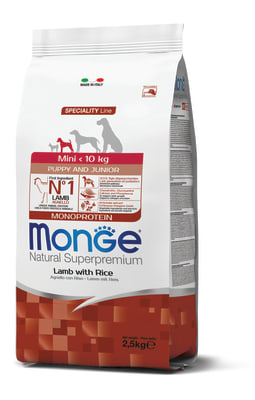 MONGE CANINE PUPPY MINI CORDERO Y ARROZ 2.5 KG