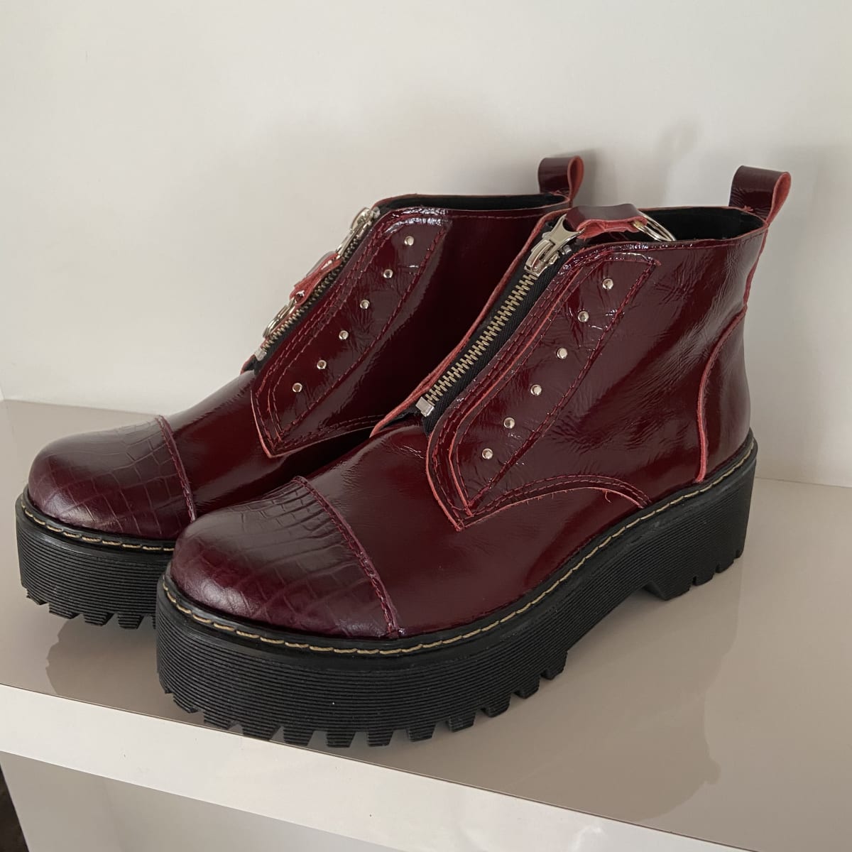 Renox Berries Mujer │ Bototos o Botines Cuero Chelsea Vino Uva Rústico