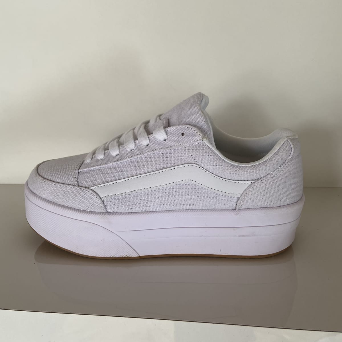 ZAPATILLA LONA BLANCA PLATAFORMA | Tienda Mottai
