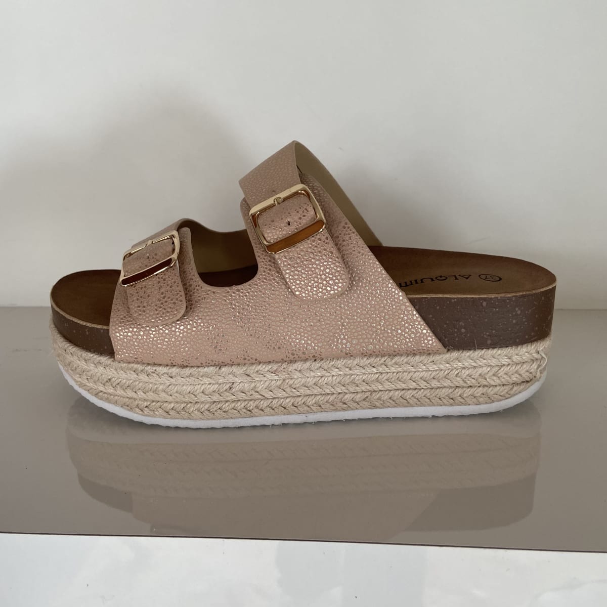 SANDALIA DOS HEBILLAS NUDE | Tienda Mottai