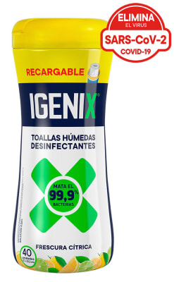 TOALLAS HUMEDAS DESINFECTANTES IGENIX X 40 UN POTE