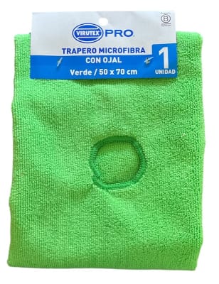 TRAPERO MICROFIBRA C/OJAL 50 X 70 CM VERDE VIRUTEX