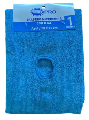 TRAPERO MICROFIBRA C/OJAL 50 X 70 CM AZUL VIRUTEX