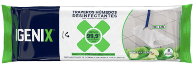 TRAPERO HUMEDO DESINFECTANTE C/OJAL IGENIX MANZANA VERDE 8 UN SACHET