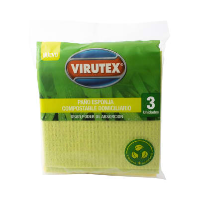 PAÑO ESPONJA COMPOSTABLE X 3 UN VIRUTEX
